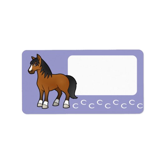 かわいい馬のキャラクター ラベル (正面)