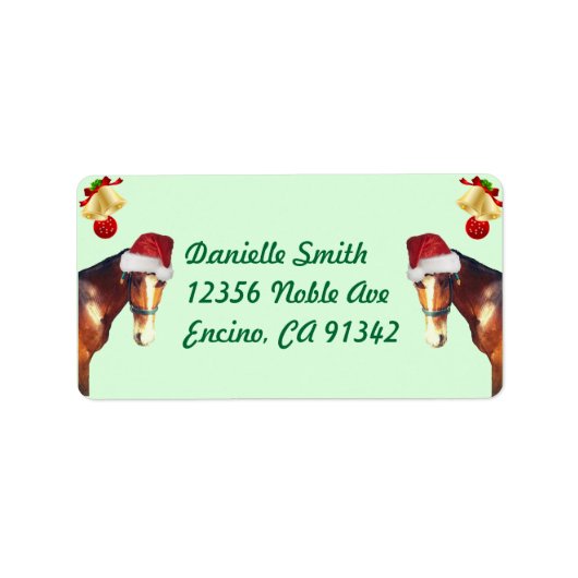 かわいい馬のクリスマス住所 シール (正面)