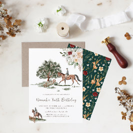 かわいい馬のジョッキー乗馬バースデーパーティー 招待状