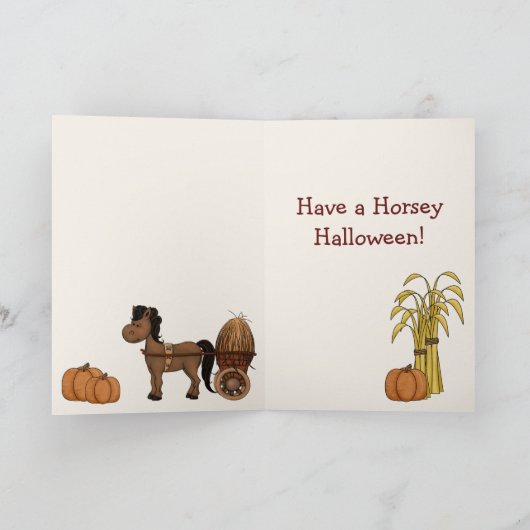 かわいい馬のハロウィンの挨拶状 カード (内部)