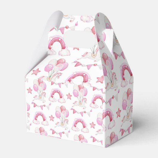 かわいい馬のバルーン虹のベビーガールウォーター色 フェイバーボックス (裏面サイド)
