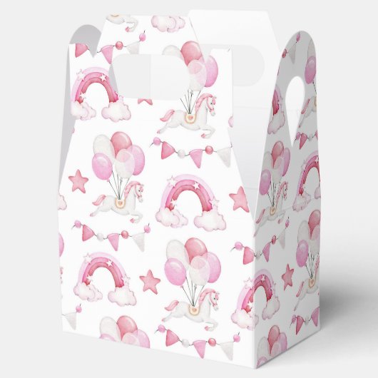 かわいい馬のバルーン虹のベビーガールウォーター色 フェイバーボックス (オープン)