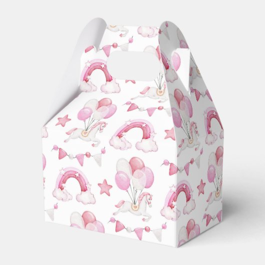 かわいい馬のバルーン虹のベビーガールウォーター色 フェイバーボックス (正面サイド)