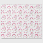 かわいい馬のバルーン虹のベビーガールウォーター色 ラッピングペーパー (フラット)