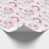 かわいい馬のバルーン虹のベビーガールウォーター色 ラッピングペーパー (角)