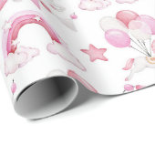 かわいい馬のバルーン虹のベビーガールウォーター色 ラッピングペーパー (ロールコーナー)