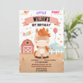 かわいい馬のマイリトルポニー、最初の1歳の誕生日 招待状 (スタンド正面)