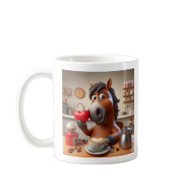 かわいい馬のマグカップとコーヒーとハート