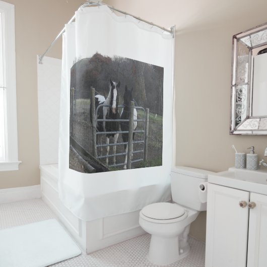 かわいい馬の写真離れ、この写真または変更 シャワーカーテン (インサイチュ)