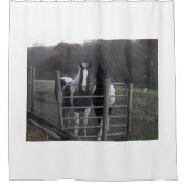 かわいい馬の写真離れ、この写真または変更 シャワーカーテン (正面)
