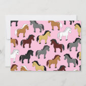 かわいい馬の女の子の1歳の誕生日パーティー ピンク 招待状 (裏面)