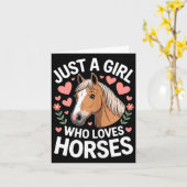 かわいい馬の女の子 馬が好きな女の子 ラバー カード (黄色い花)