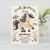 かわいい馬の子供たちを見つける私の小さなポニー1歳の誕生日 招待状 (スタンド正面)