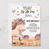 かわいい馬の子供たち私の小さなポニー1歳の誕生日を回す 招待状 (正面)