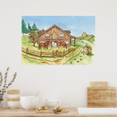 かわいい馬の納屋の国 ポスター (キッチン)