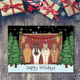 かわいい馬の群れハッピーホリデーズホースクリスマス シーズンカード