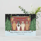 かわいい馬の群れハッピーホリデーズホースクリスマス シーズンカード (スタンド正面)
