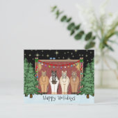 かわいい馬の群れハッピーホリデーズホースクリスマス シーズンポストカード (スタンド正面)
