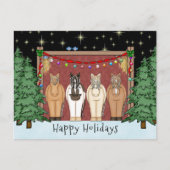 かわいい馬の群れハッピーホリデーズホースクリスマス シーズンポストカード (正面)