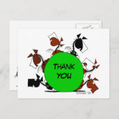 かわいい馬の群れ漫画ありがとう ポストカード (正面/裏面)