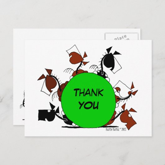 かわいい馬の群れ漫画ありがとう ポストカード (正面/裏面)