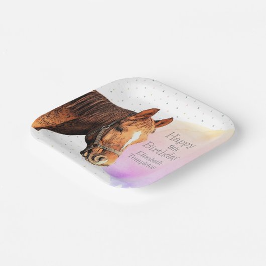 かわいい馬の誕生日パーティー動物の馬乗りキッズ ペーパープレート (傾斜あり)