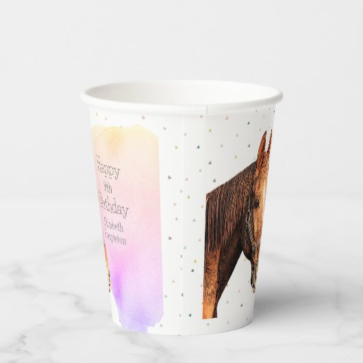 かわいい馬の誕生日パーティー動物の馬乗りキッズ 紙コップ (右)