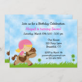 かわいい馬の誕生日招待状for Girls 招待状 (正面/裏面)