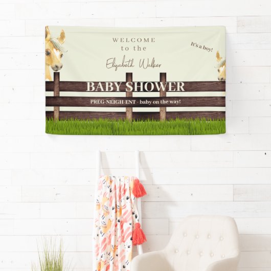 かわいい馬の赤ちゃんシャワーへようこそ 横断幕 (インサイチュ)