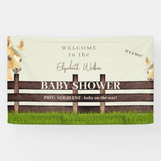 かわいい馬の赤ちゃんシャワーへようこそ 横断幕 (横)