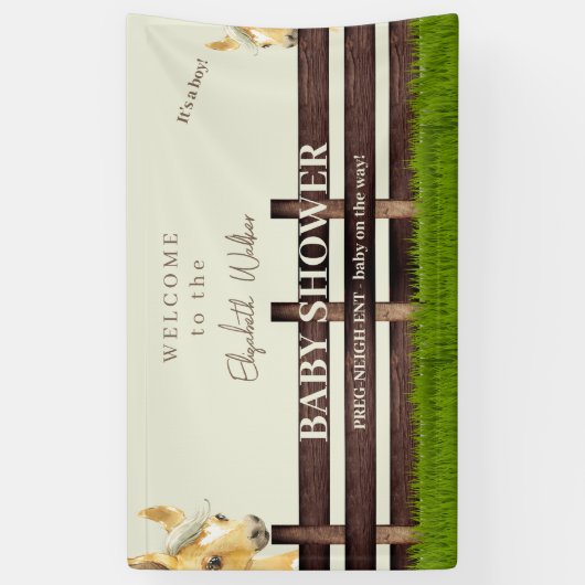 かわいい馬の赤ちゃんシャワーへようこそ 横断幕 (縦)