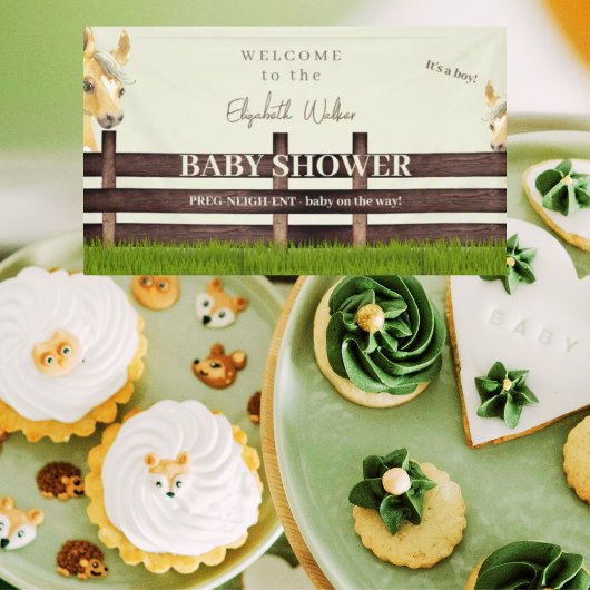 かわいい馬の赤ちゃんシャワーへようこそ 横断幕