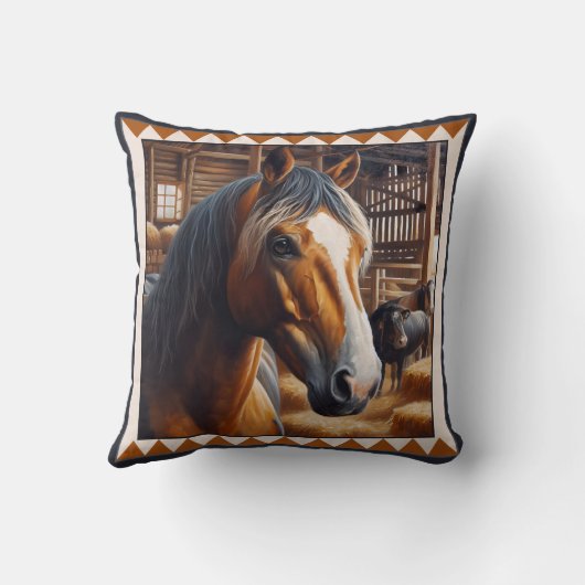 かわいい馬の農場動物アート クッション (裏面)