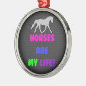 かわいい馬は私の生命オーナメントです メタルオーナメント (左)