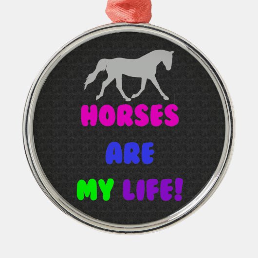 かわいい馬は私の生命オーナメントです メタルオーナメント (正面)