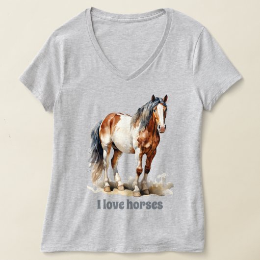 かわいい馬を愛する人向けのデザイン Tシャツ (レイダウン)