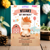 かわいい馬を私の小さなポニー最初の1歳の誕生日に回す 招待状