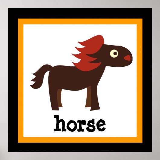 かわいい馬サファリ動物ベビーキッズポスター ポスター (正面)