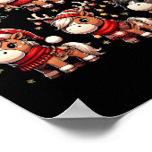 かわいい馬サンタクリスマスライトおもしろいクリスマスアニマ ポスター (角)