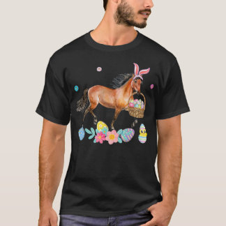 かわいい馬バニー耳イースターエッグバスケット馬 Tシャツ