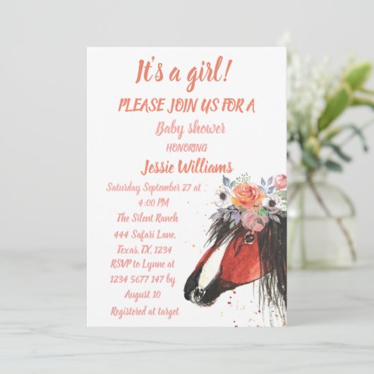 かわいい馬ボホランチベビーガールウェスタンフローラinv 招待状 (スタンド正面)