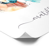 かわいい馬ポニーキッドベッドルームデコールウォーター色 ポスター (角)