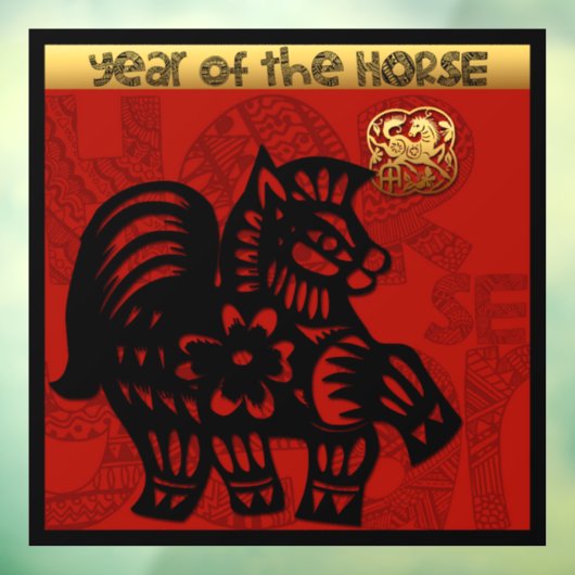 かわいい馬中国正月干支の誕生日SqWC ウィンドウサイン (シート3)