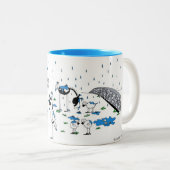 かわいい馬及びヒツジの漫画 ツートーンマグカップ (正面右)