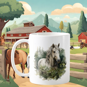 かわいい馬好きでモノグラムを追加 コーヒーマグカップ