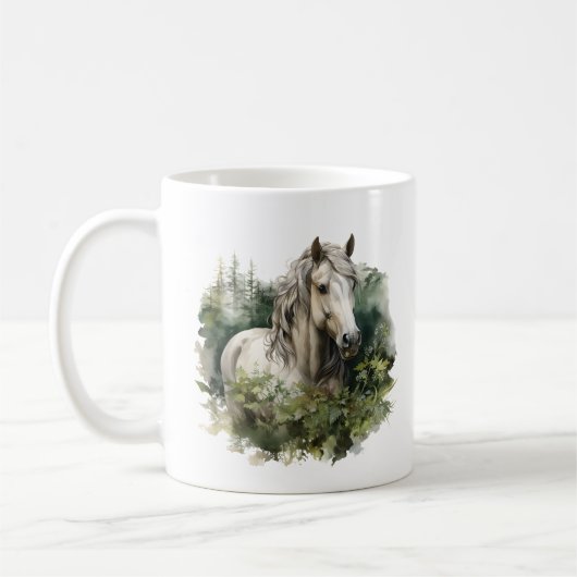 かわいい馬好きでモノグラムを追加 コーヒーマグカップ (左)