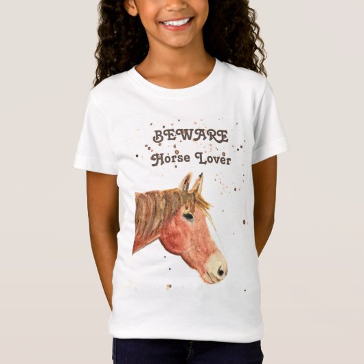 かわいい馬好き水彩動物の馬術 Tシャツ (正面)