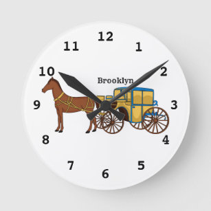 かわいい馬車王室のイラストレーション ラウンド壁時計