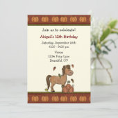 かわいい馬、カボチャ、紅葉秋誕生日 招待状 (スタンド正面)