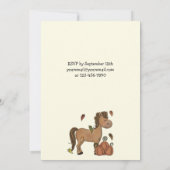 かわいい馬、カボチャ、紅葉秋誕生日 招待状 (裏面)